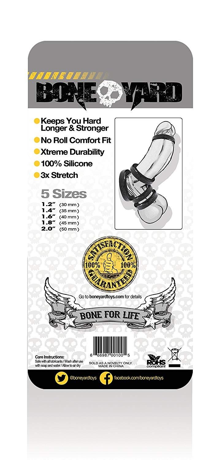 Boneyard Silicone Cockrings, 5-Pcs-Kit, Black, ¯ 50 mm