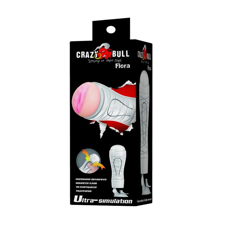 CRAZY BULL - Flora, Squeeze pad, Tighten, Sucker, TPR Material(anal), supper suction base adopted to multi-angle ':90mm   L:283mm, Red