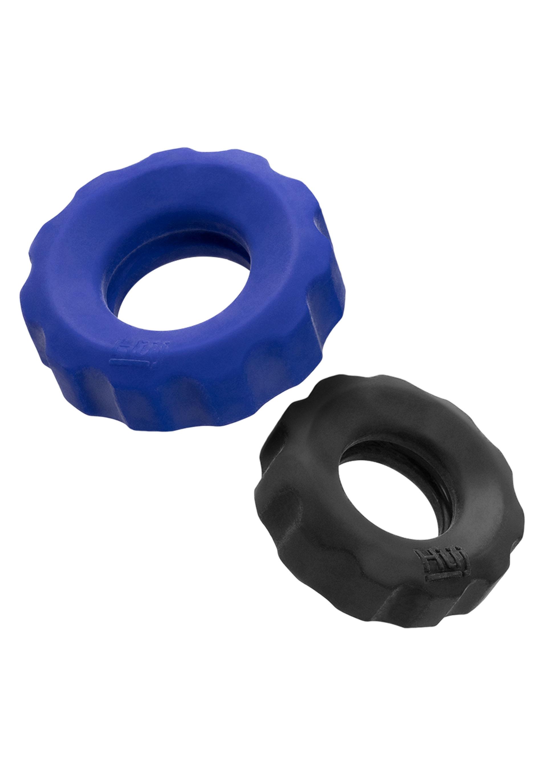 Hnky Junk Cog 2-Size Cockrings, Blue/Black