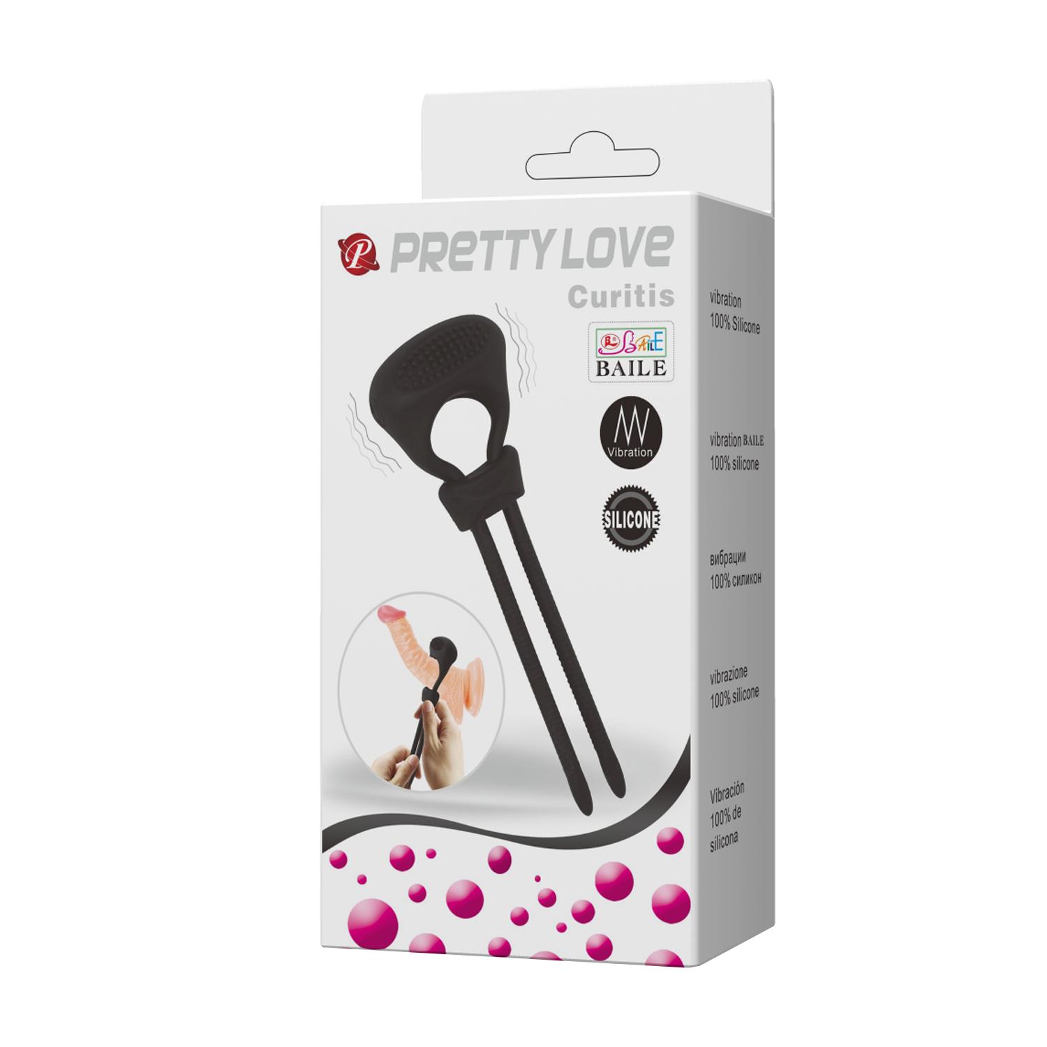 PRETTY LOVE - Curitis, Cock ring, silicone, Lockable design, powerful vibration, 3LR41 batteries ':48mm   L:135mm