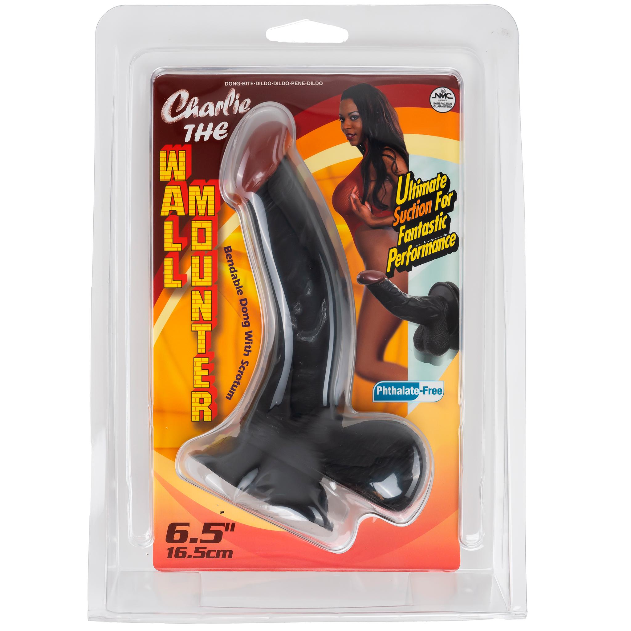 Charlie the Wall Mounter Dildo with Suction Cup, 16,5 cm, Black