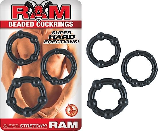 RAM BEADED COCKRINGS - BLACK