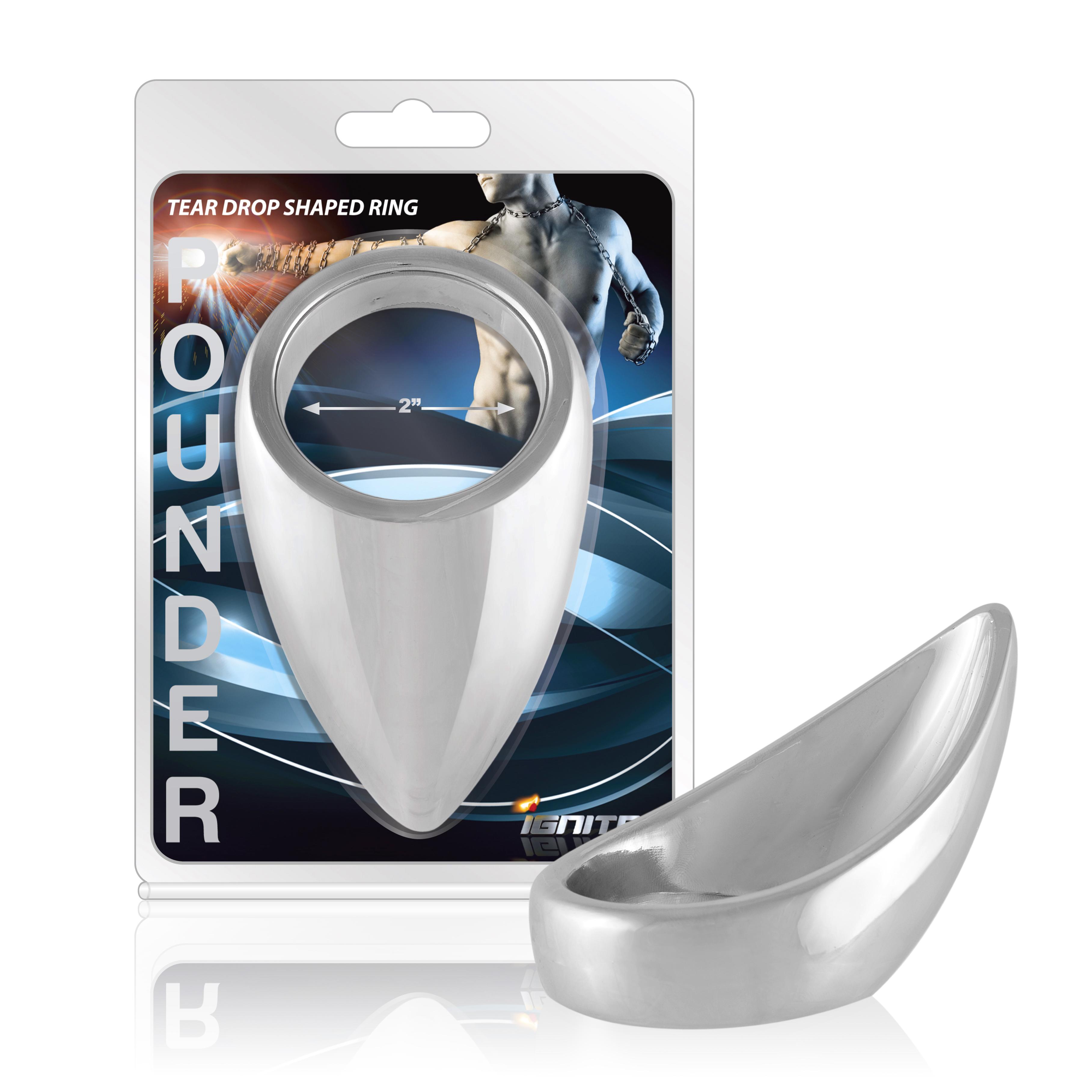 SI IGNITE Teardrop shaped Chromed Steel Pounder Cockring, ¯ 51 mm