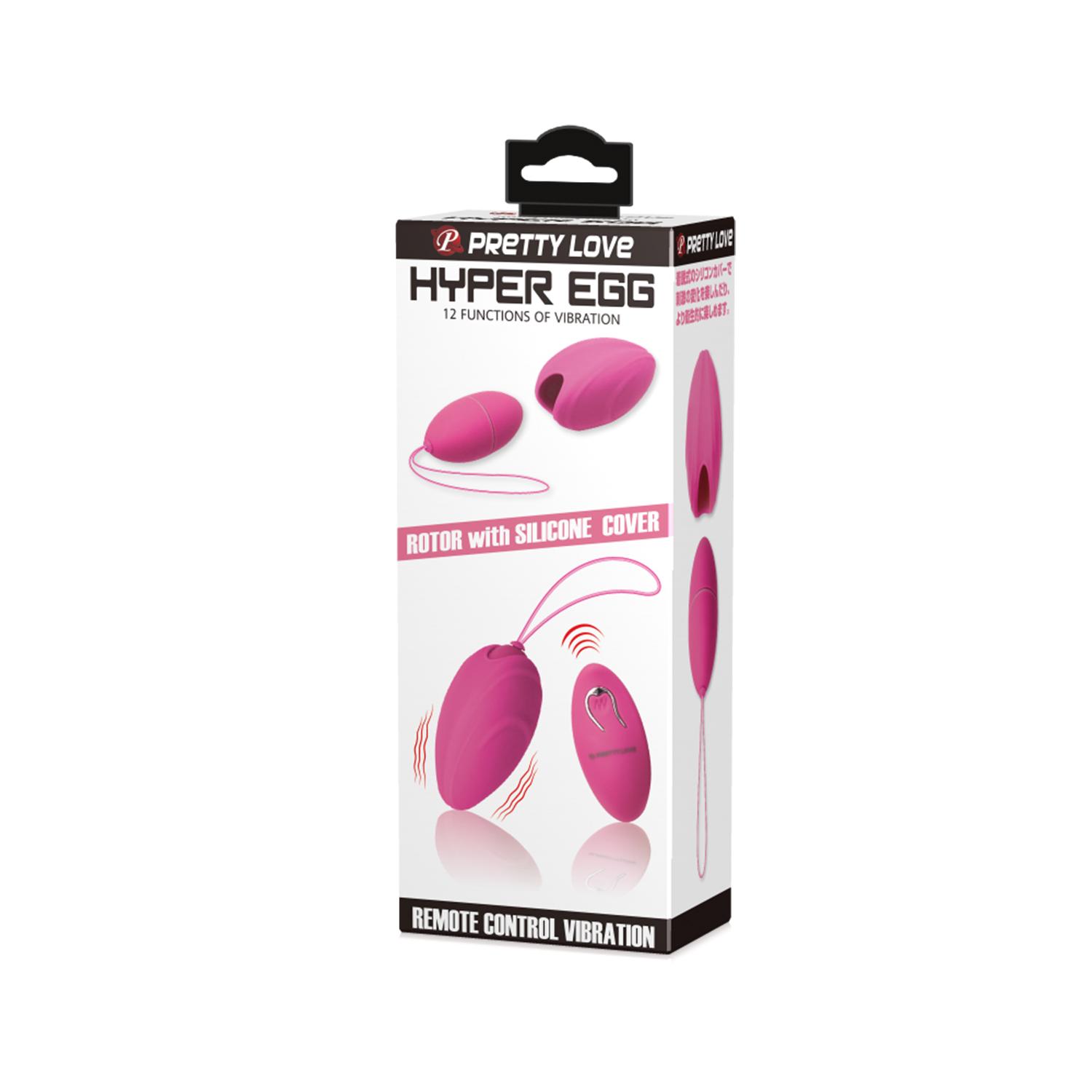 PRETTY LOVE - Hyper Egg, Remote control, 12-function vibration, Extra silicone sleeve'bullet by 2AAA batteries operated, remote by 1 AAA battery operated L:41mm ':159mm