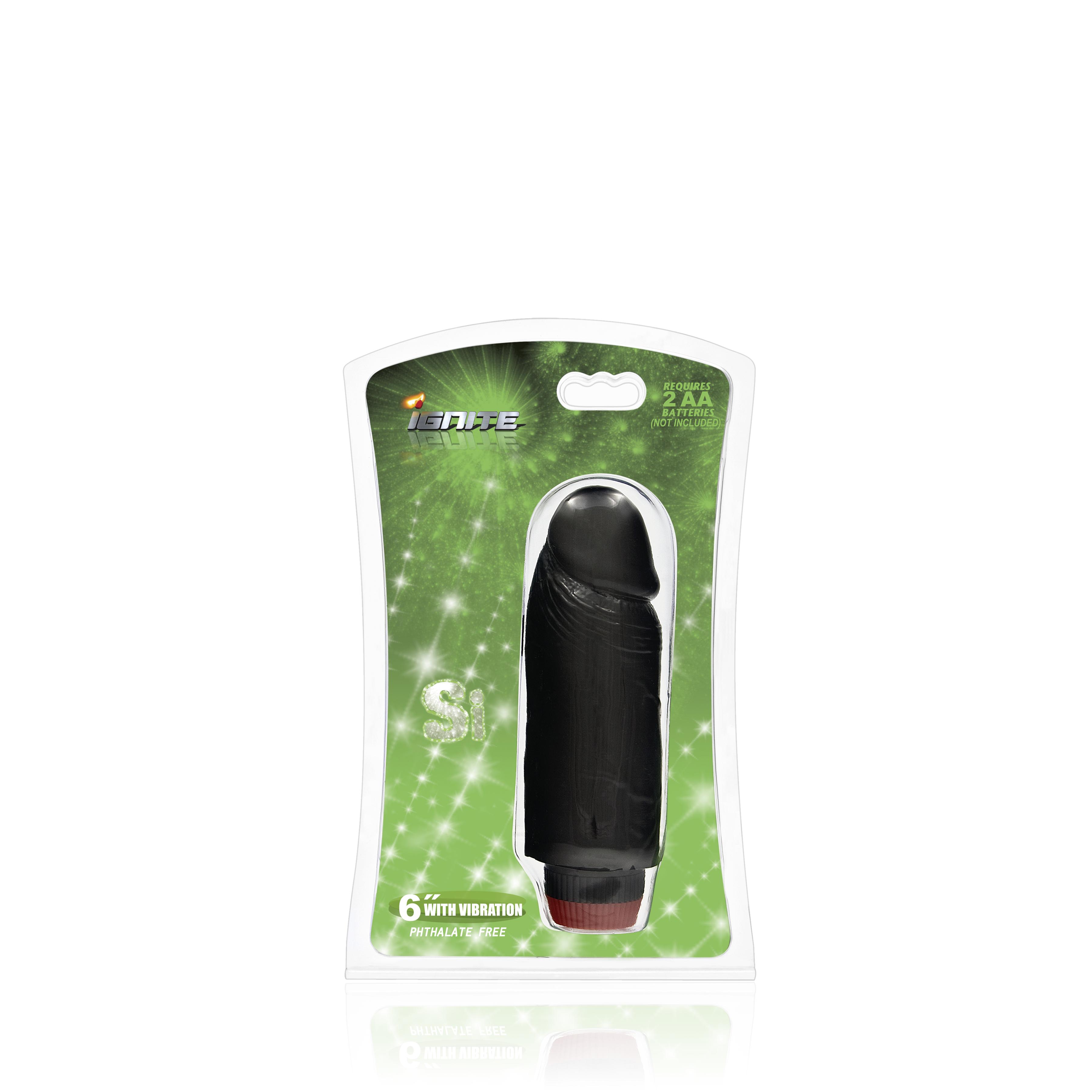 SI IGNITE Cock Dong with Vibration, Black, 15 cm