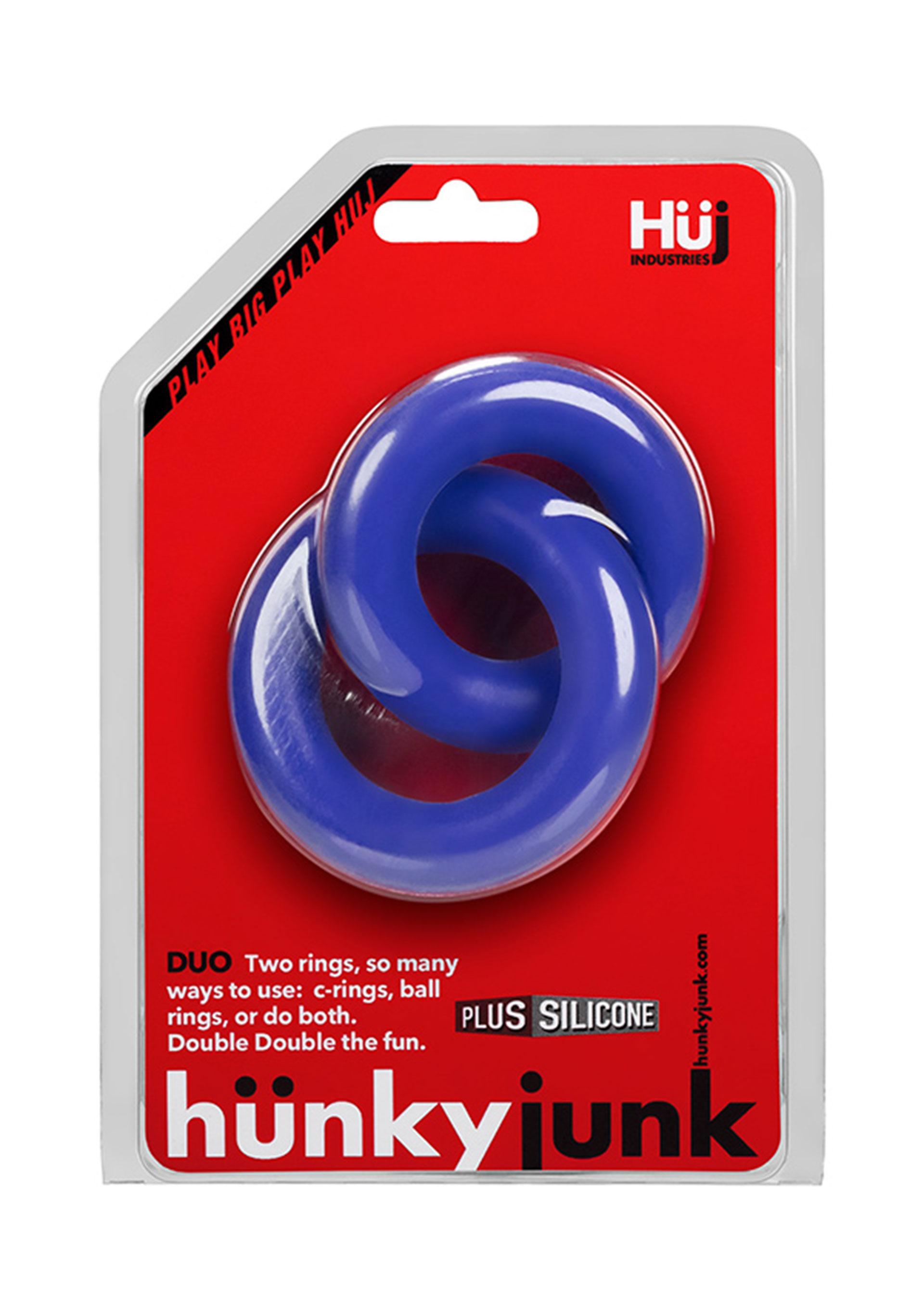 Hnky Junk Duo Linked Cock & Ball Rings, Blue