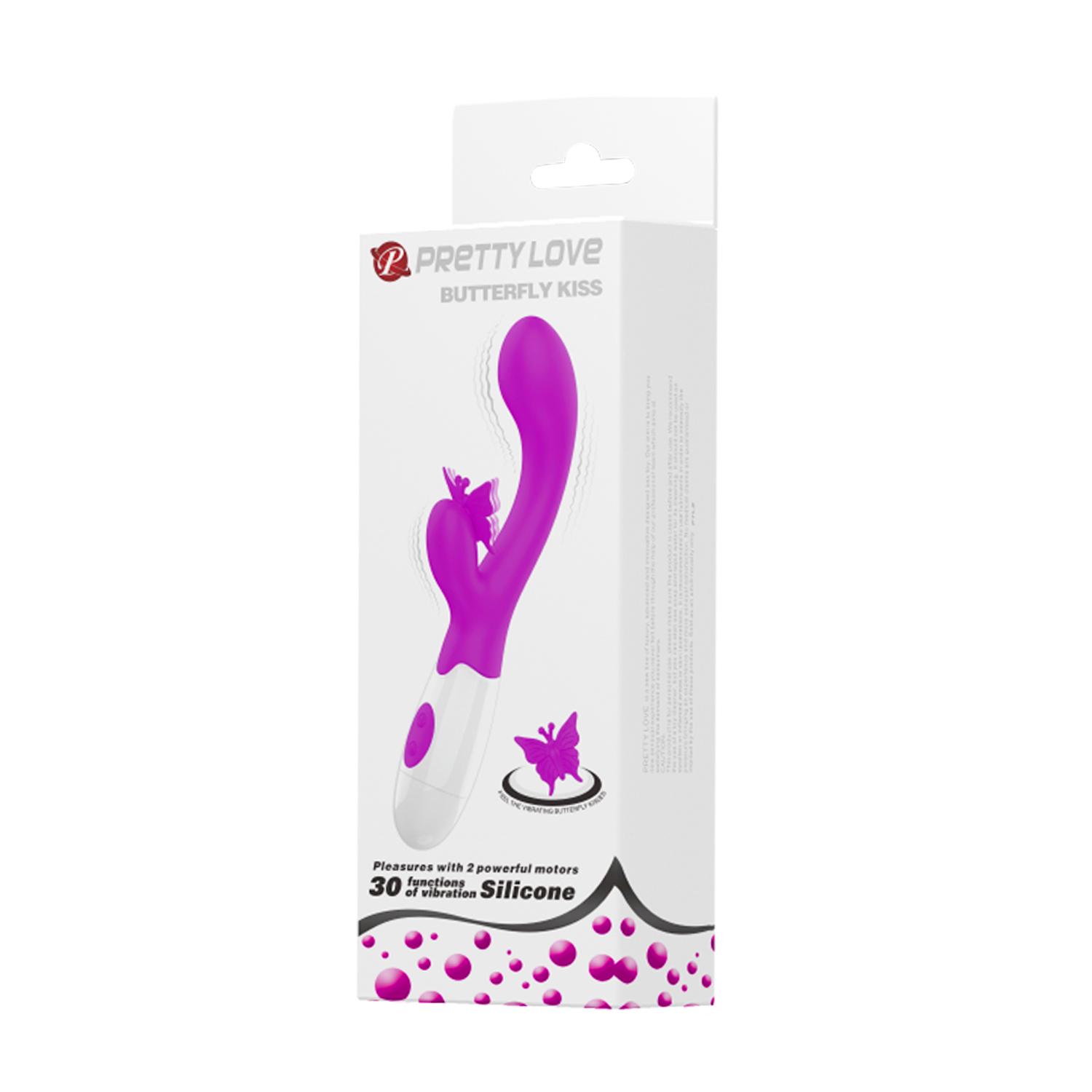 PRETTY LOVE - Butterfly Kiss, Silicone, 30 functions of vibrations, 2AAA batteries. 31*199