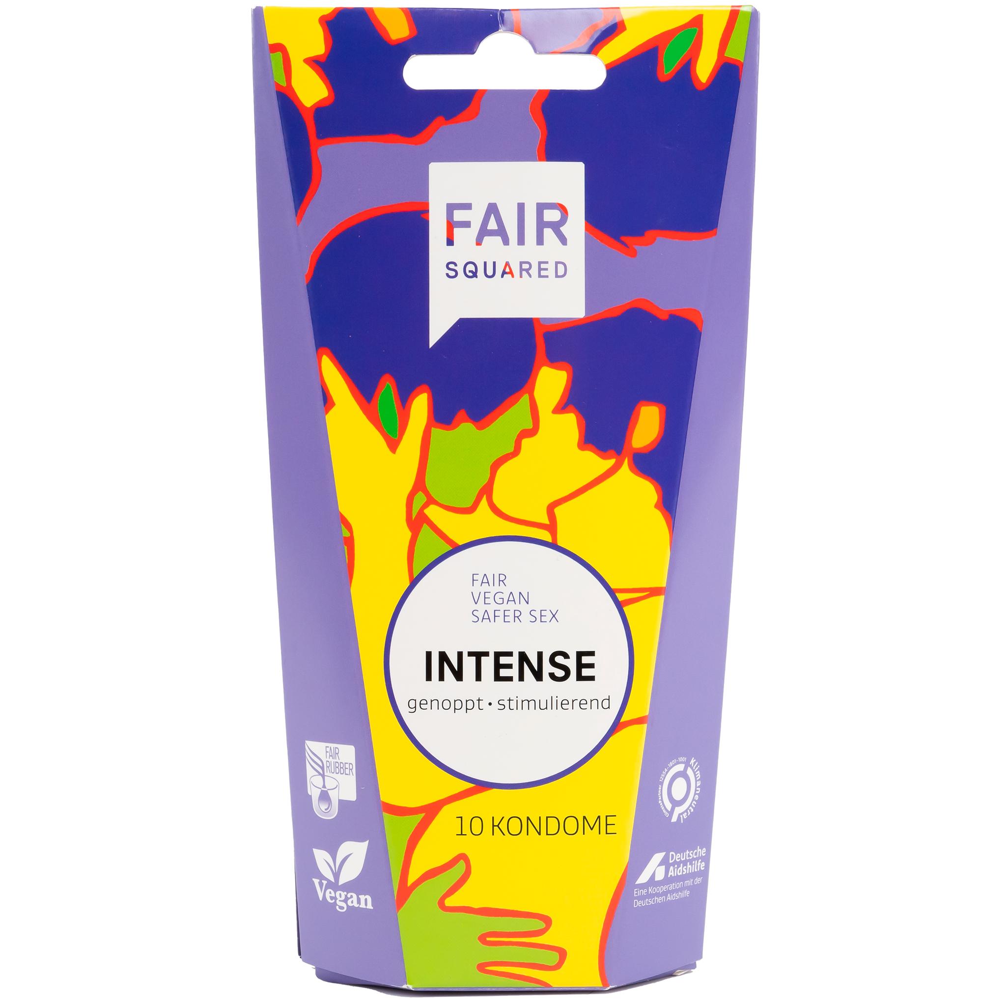 FAIR SQUARED Intense Condoms, Vegan & Fair Trade, 18 cm, 10 pcs