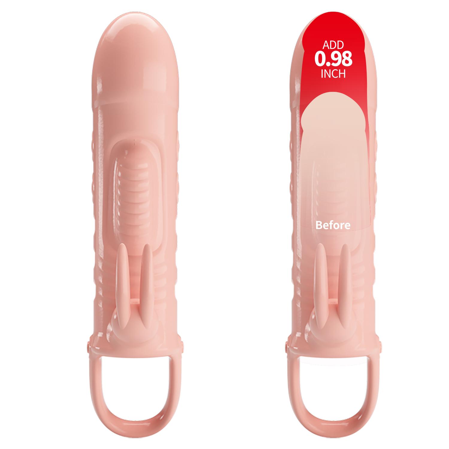 PRETTY LOVE - Sloane, penis sleeve with vibration, Light Skin, 38*187