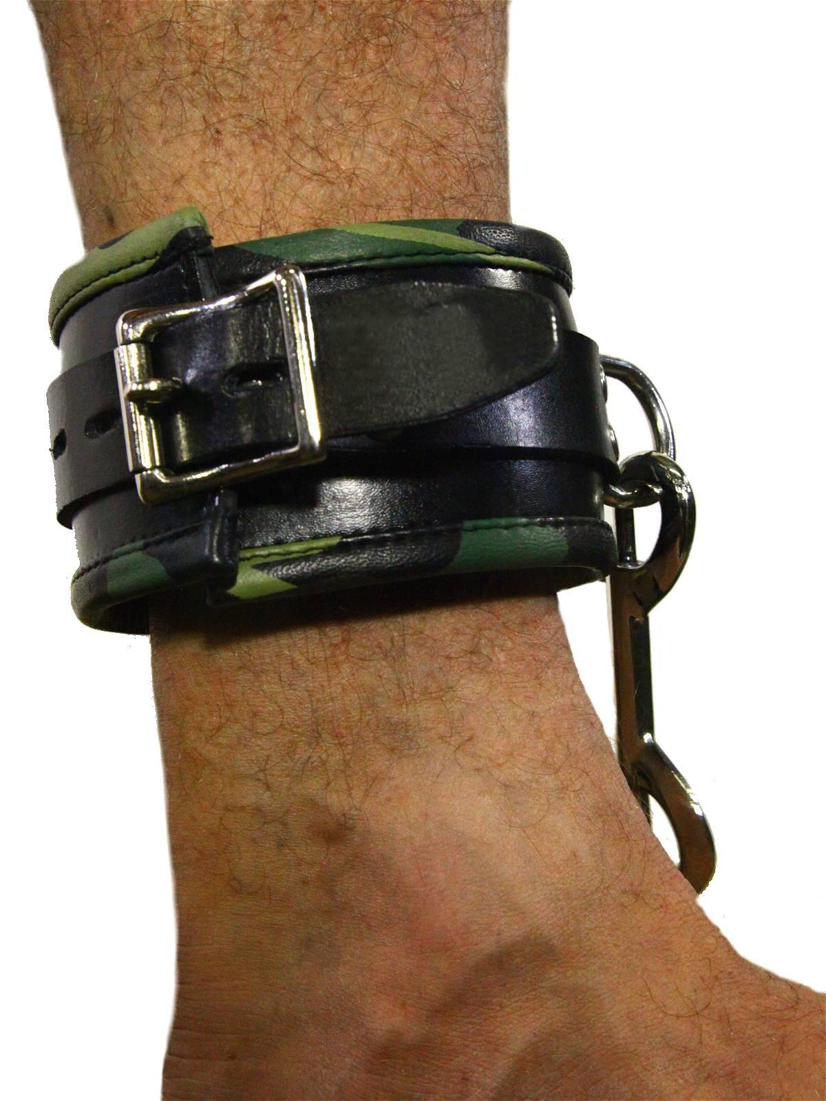 RudeRider Ankle Cuffs with Padding Leather Camo (Set of 2) One Size