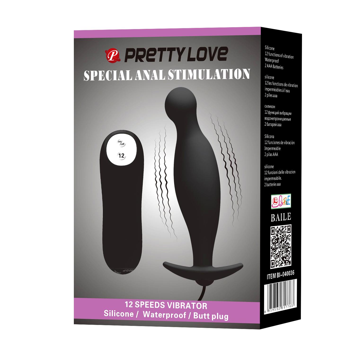 PRETTY LOVE - Special Anal Stimulation, 12 functions of vibration, 2 AAA batteries,silicone,waterproof ':32mm   L:117mm