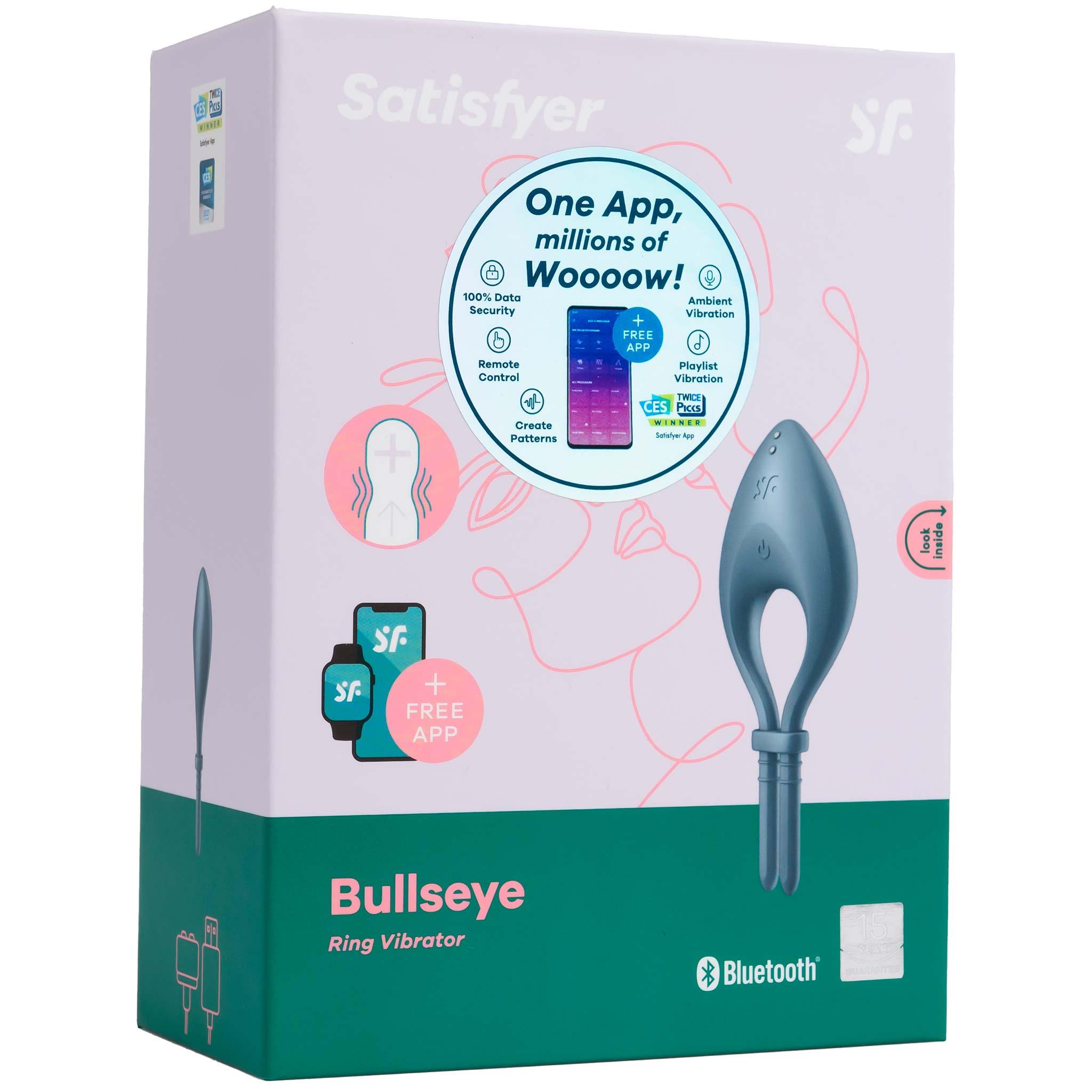 Satisfyer Bullseye Connect App Vibrating Ring, Grey, 14 cm