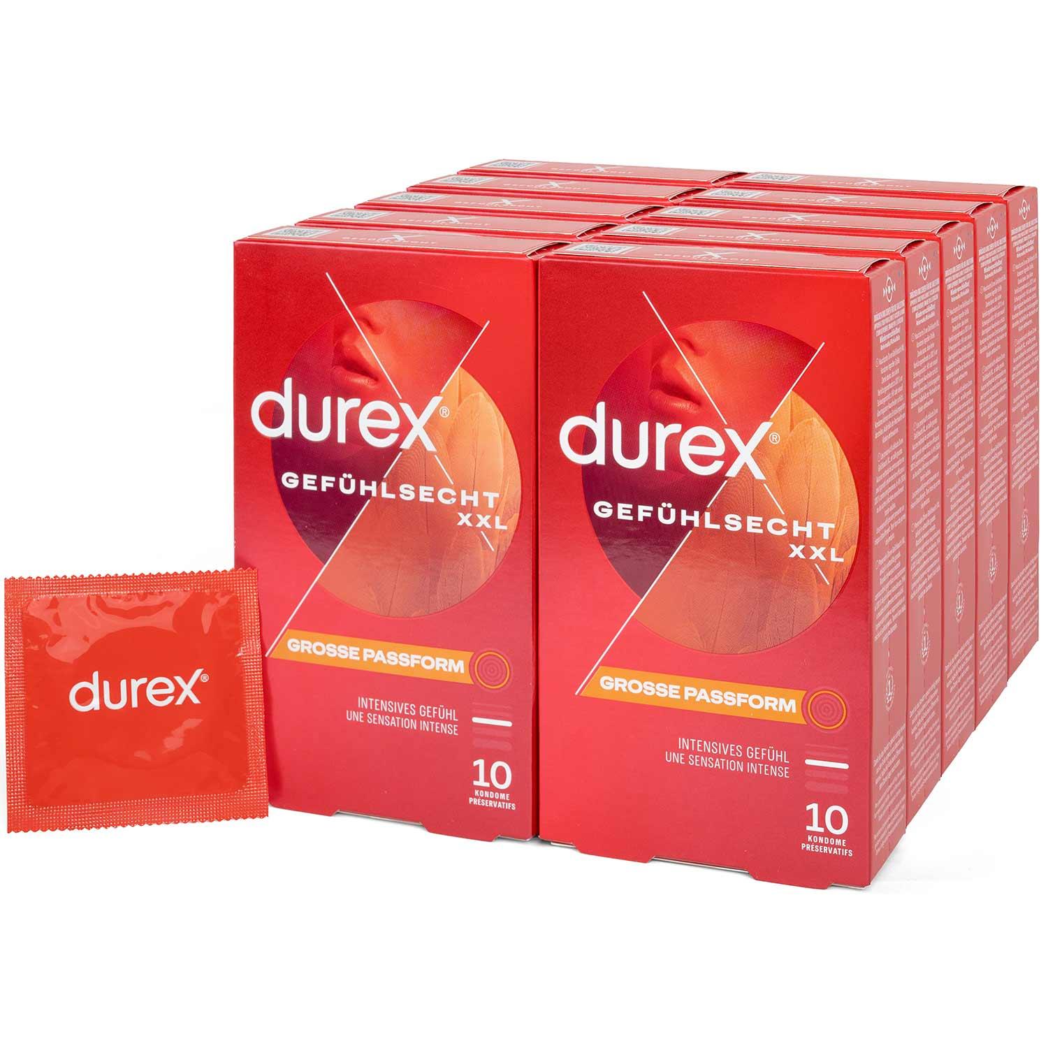 Durex Gefühlsecht XXL Condoms 10pcs, with Reservoir, Ø 60mm, 220mm