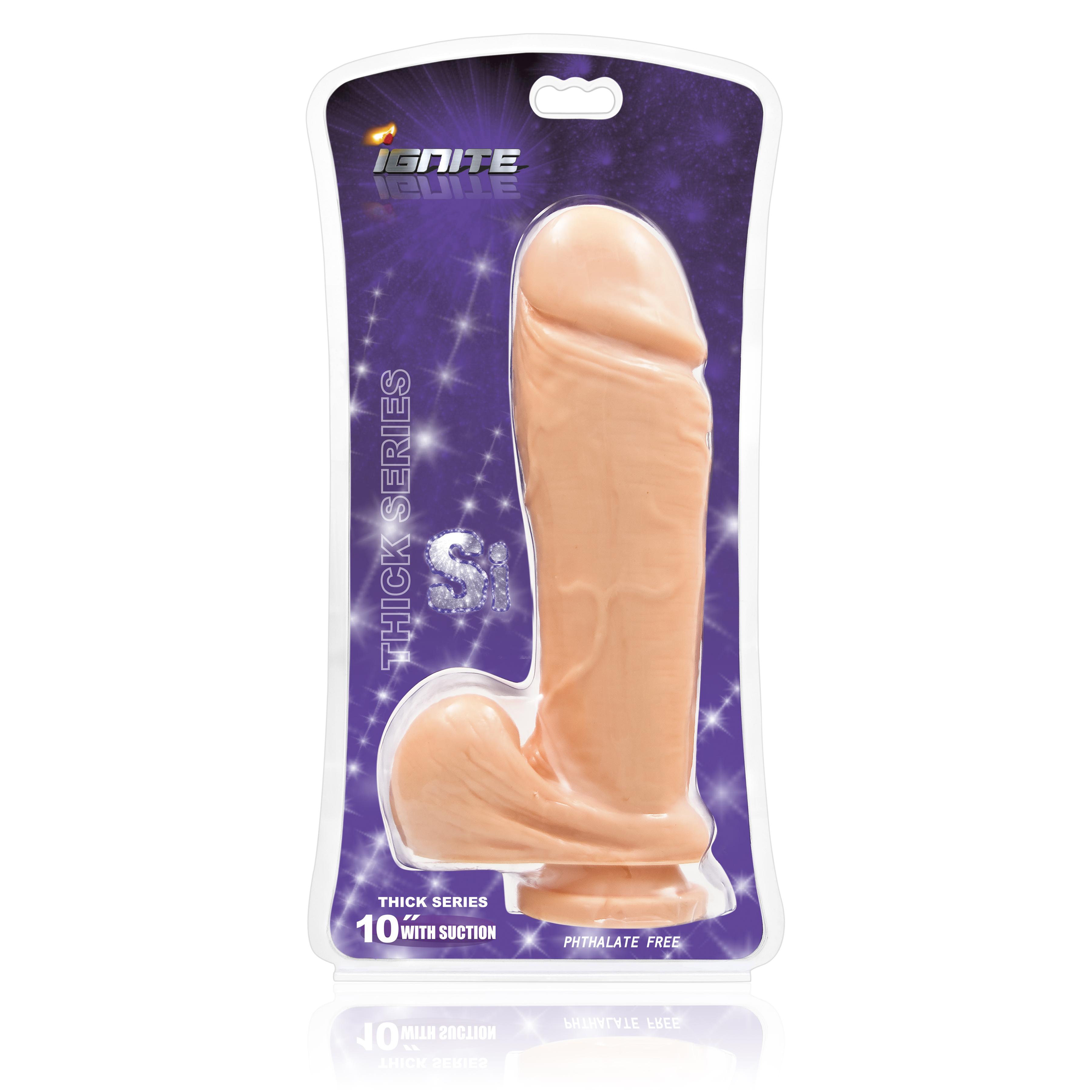 SI IGNITE Thick Cock with Balls and Suction, 25 cm, Flesh