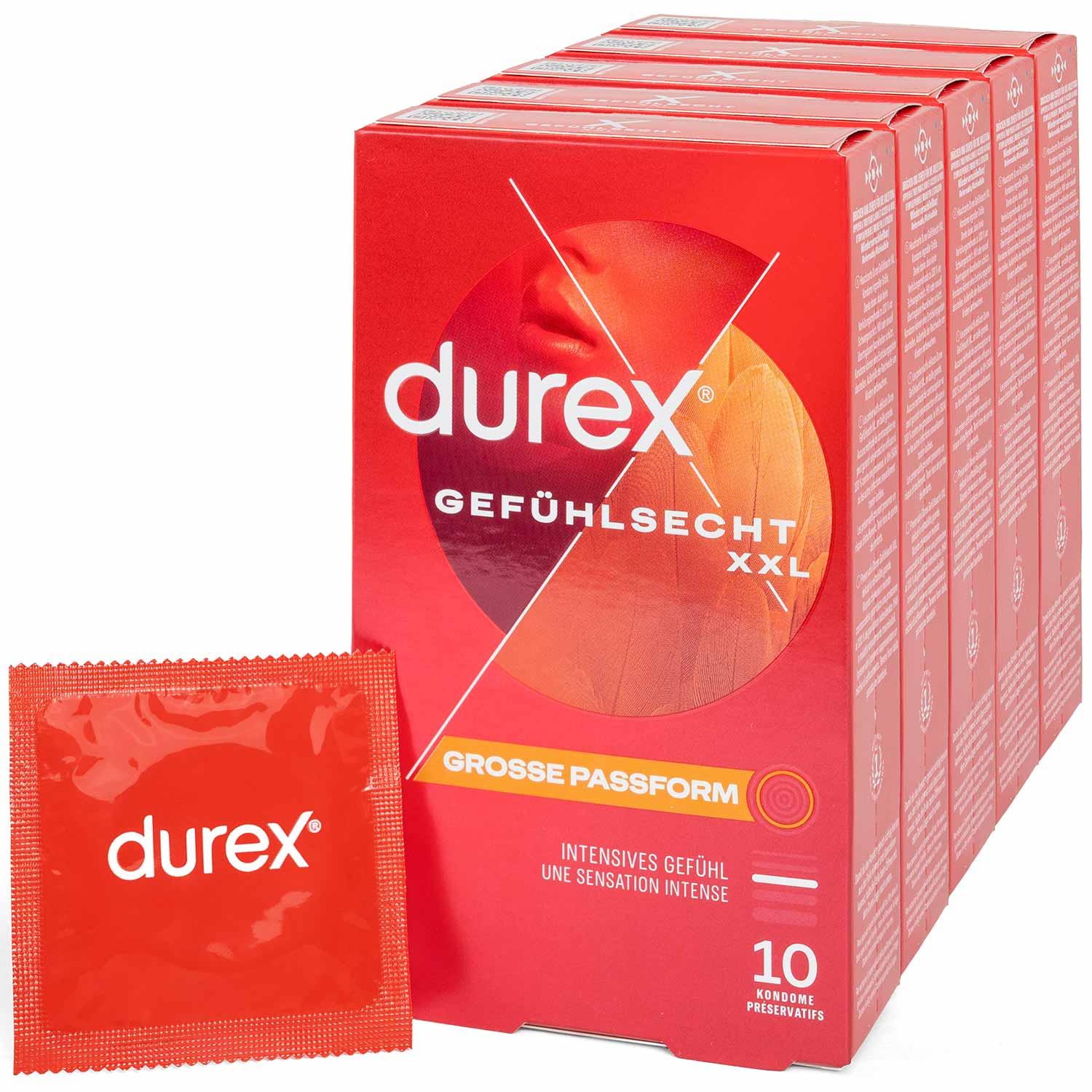 Durex Gefühlsecht XXL Condoms 10pcs, with Reservoir, Ø 60mm, 220mm