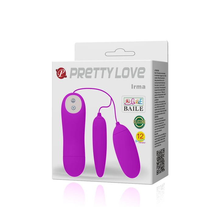 PRETTY LOVE - Irma, 12-functions of vibration, silicone , 2AAA batteries ':27/20mm  L:60/70mm