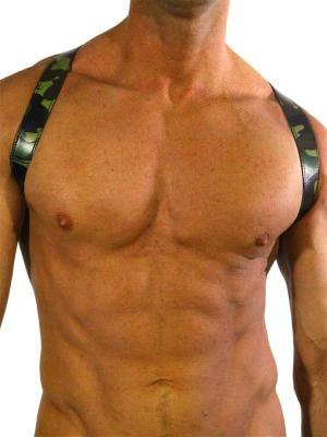 RudeRider Shoulder X-Back Harness Leather Camo/Chrome, L size