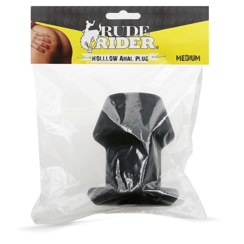 RudeRider Hollow Anal Plug Medium Black