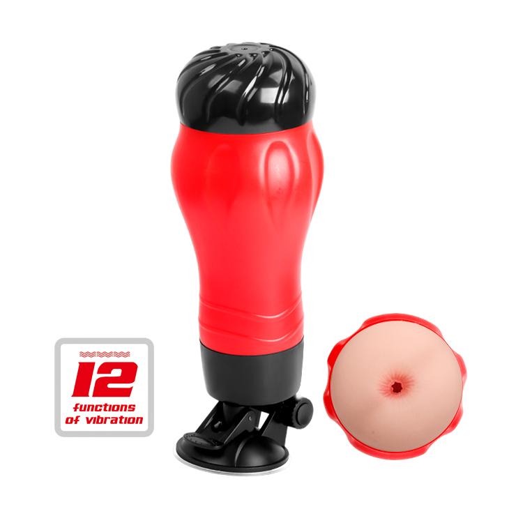 CRAZY BULL - Flora, Men's Stroker,  removable Soft TPR sleeve, 12 function of vibration,  super suction base adopted to multi-angle, 2 AAA Batteries ':100mm   L:283mm