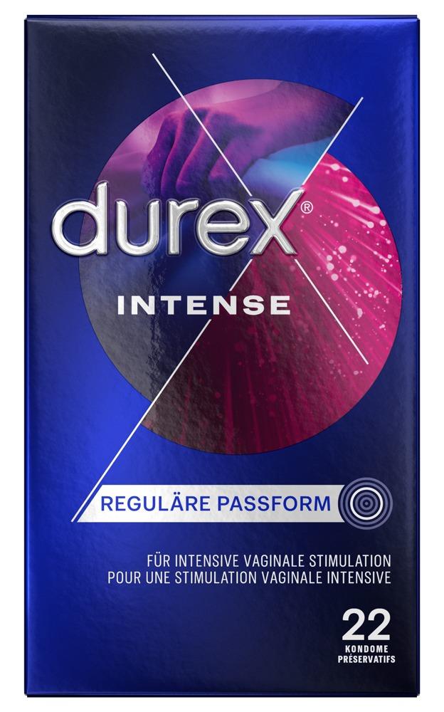 Durex Intense Condoms 22pcs, Nubbed and Ripped, with Reservoir, Ø 56mm, 205mm