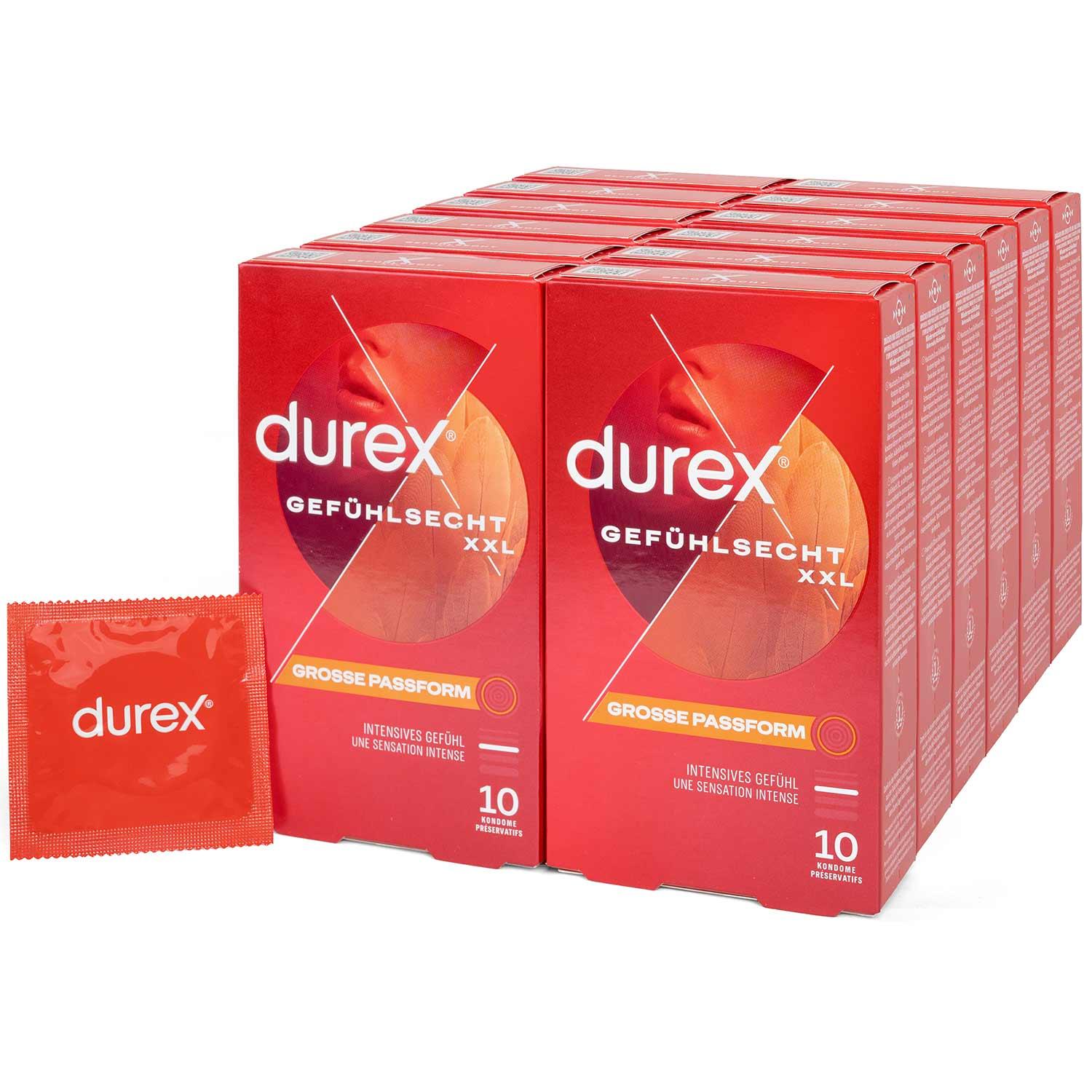 Durex Gefühlsecht XXL Condoms 10pcs, with Reservoir, Ø 60mm, 220mm