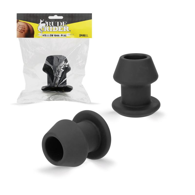 RudeRider Hollow Anal Plug Small Black