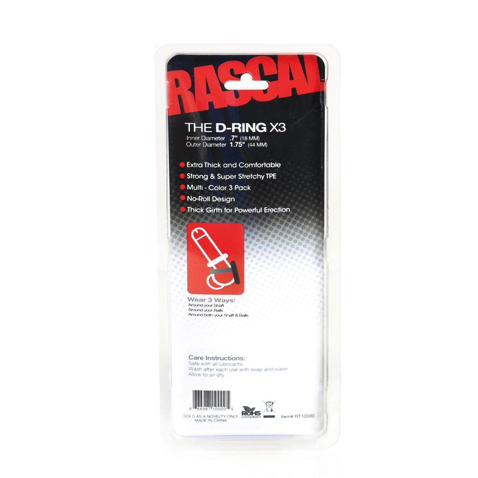 Rascal The D-Ring X3, 3 Donut Cockrings, Multicolor, OS