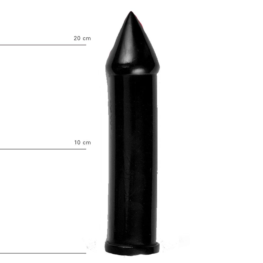 All Black Dildo Torpedo, 25 cm