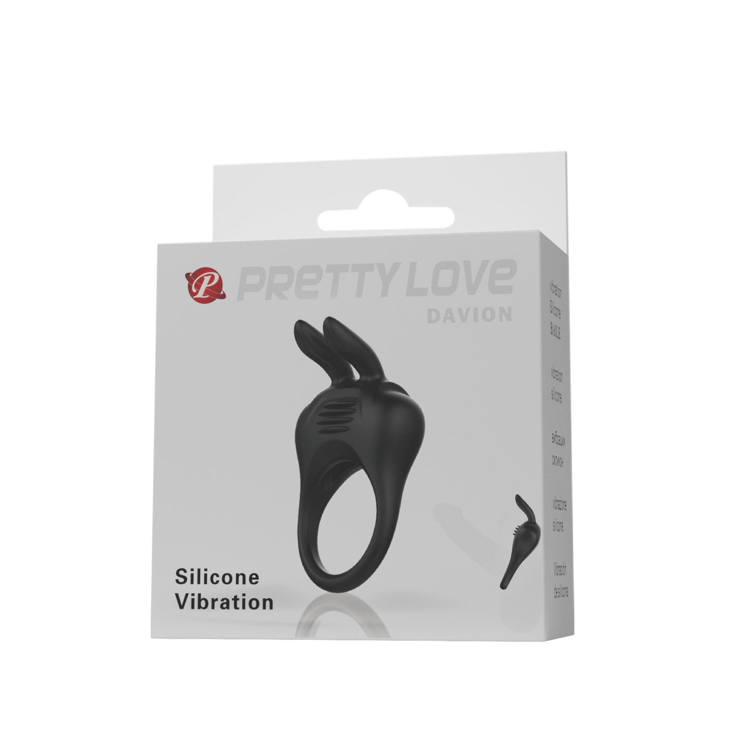 PRETTY LOVE - Davion, Silicone Cock Ring, Bunny teaser, removeable bullet,  3 LR41 batteries included  42*74