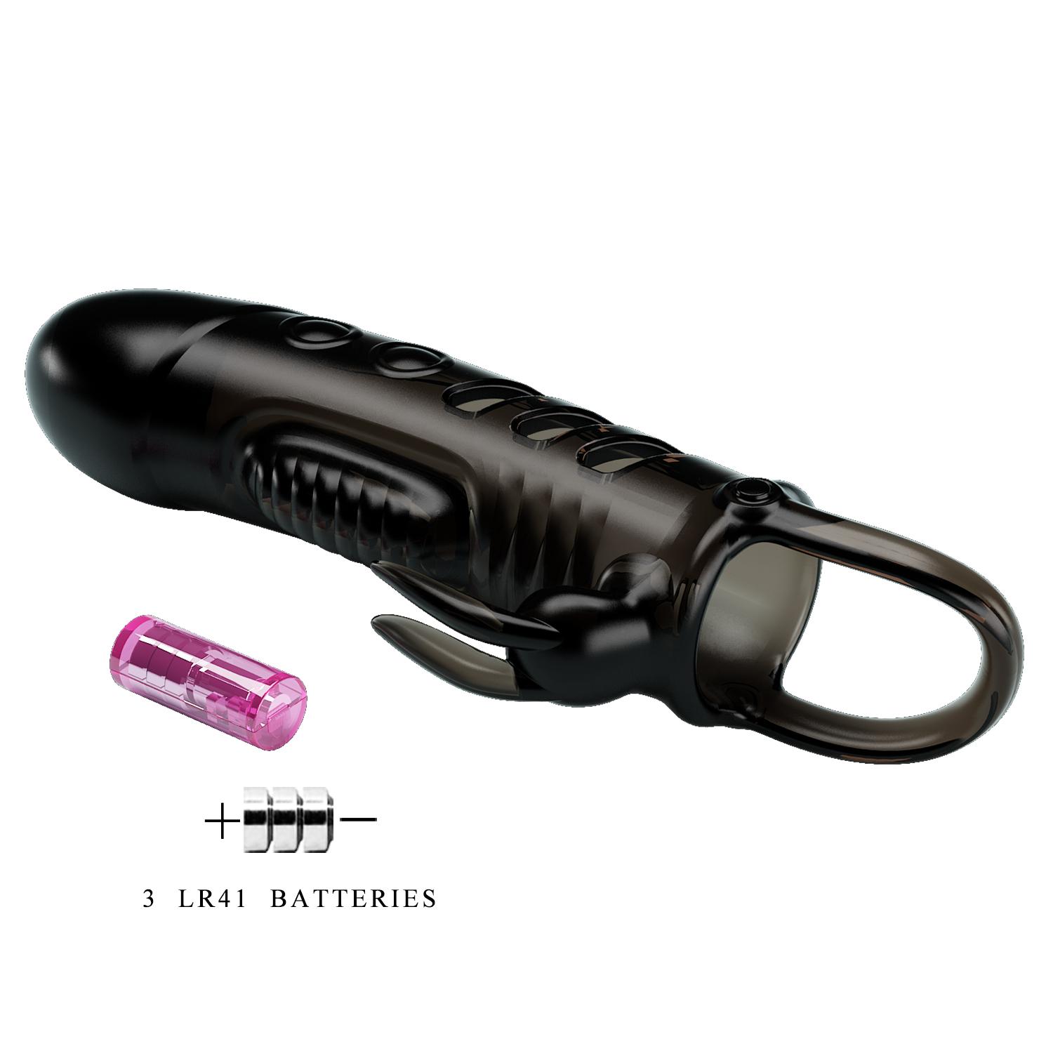 PRETTY LOVE - Sloane, penis sleeve with vibration, Black, 38*187