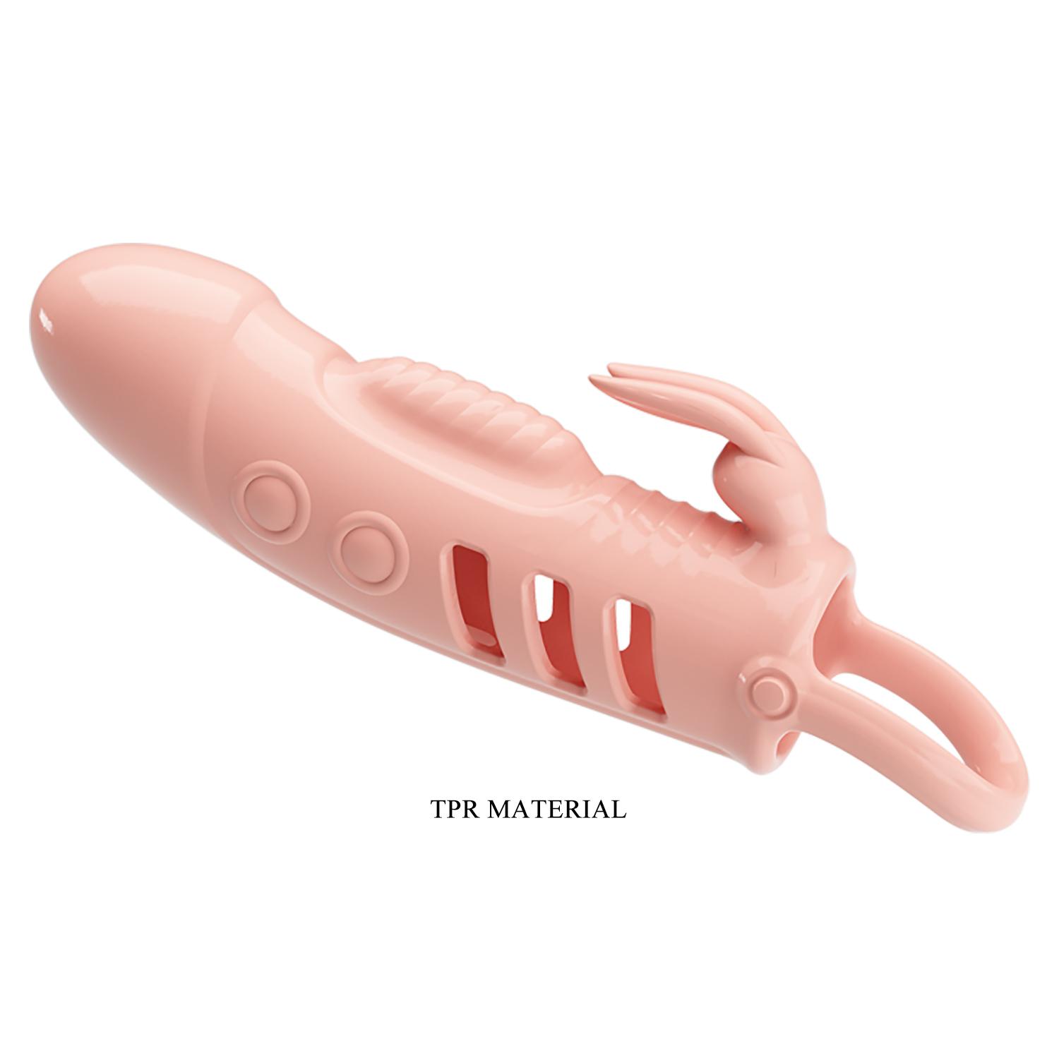 PRETTY LOVE - Sloane, penis sleeve with vibration, Light Skin, 38*187