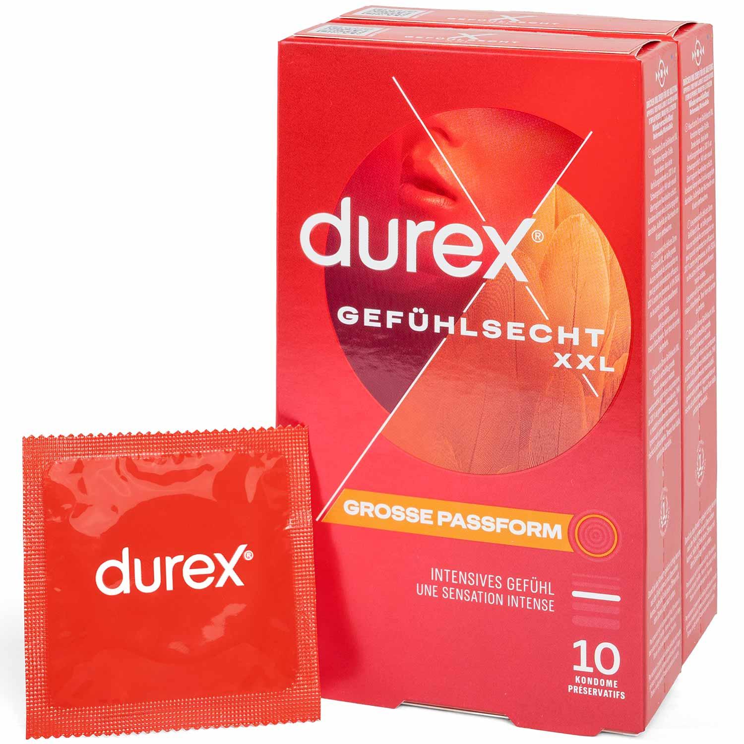 Durex Gefühlsecht XXL Condoms 10pcs, with Reservoir, Ø 60mm, 220mm