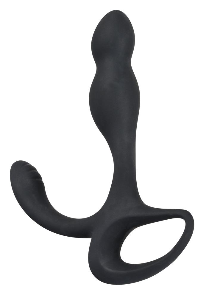 Rebel Silicone Butt Plug with Perineum Stimulator, Black, 15,5 cm