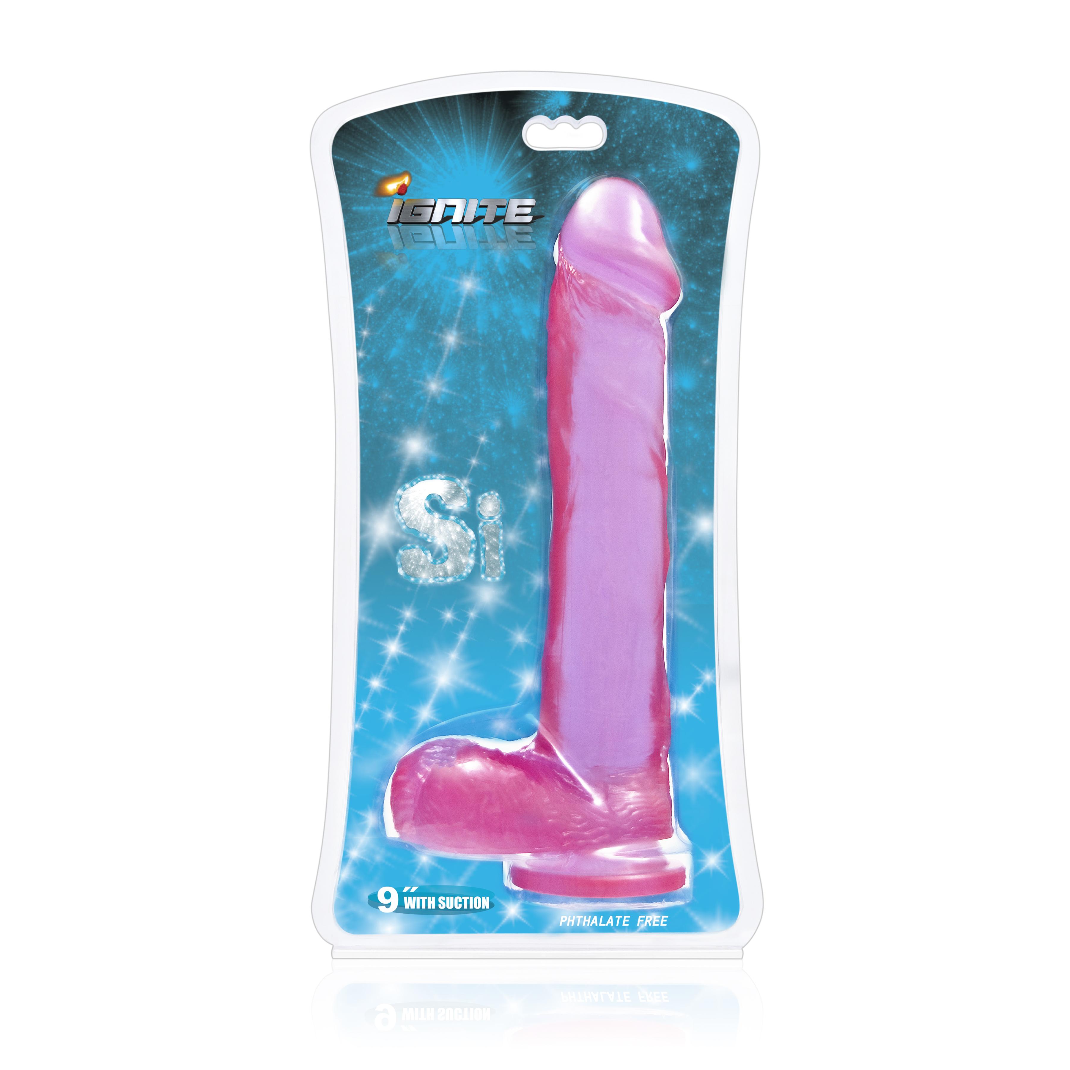 SI IGNITE Cock with Balls and Suction Dildo, Purple, 23 cm