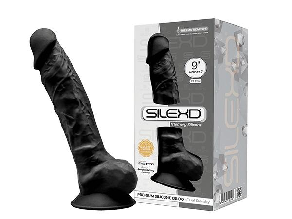 SILEXD Premium Silicone Dildo Model 1, 23 cm, Black