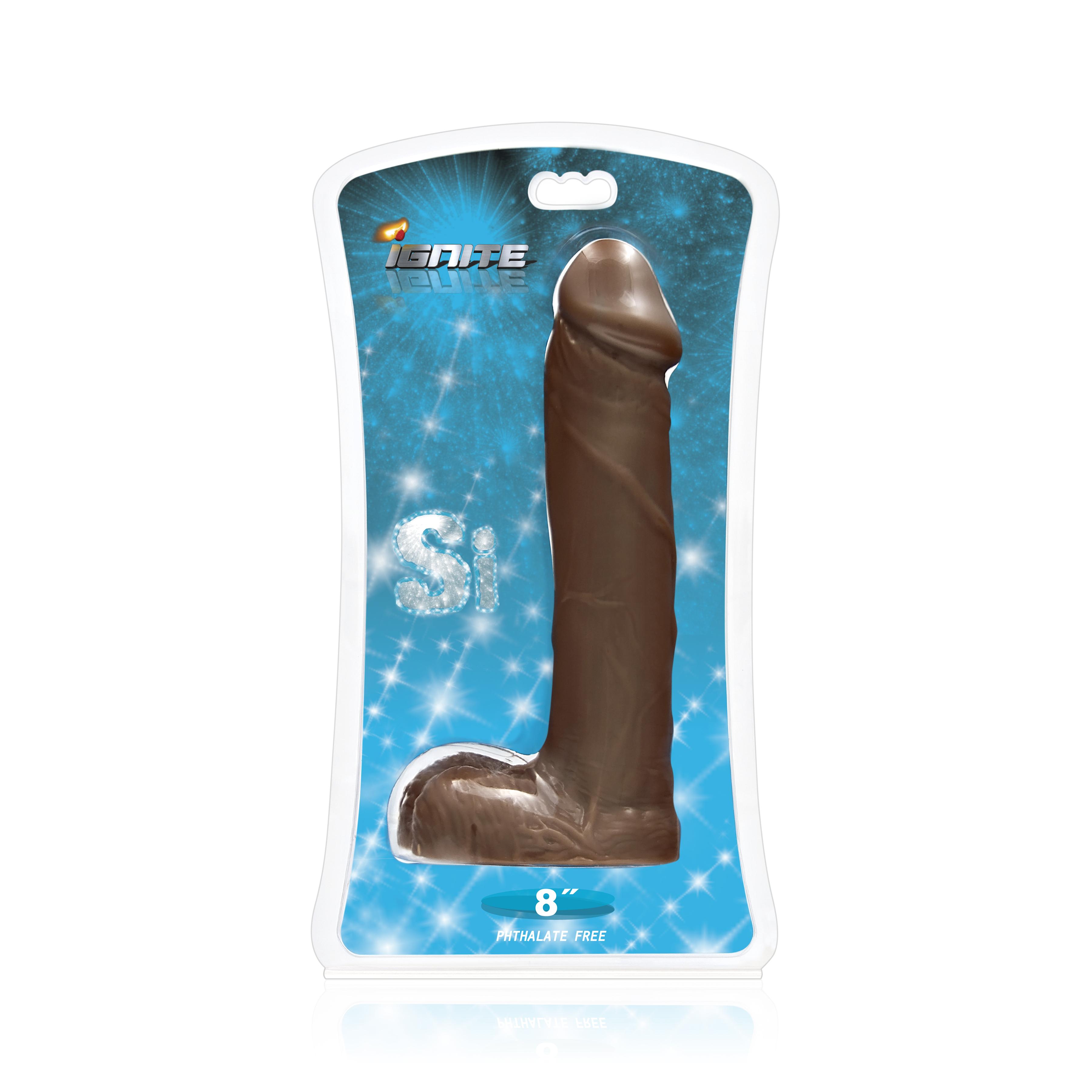 SI IGNITE Cock with Balls Dildo, Brown, 20 cm