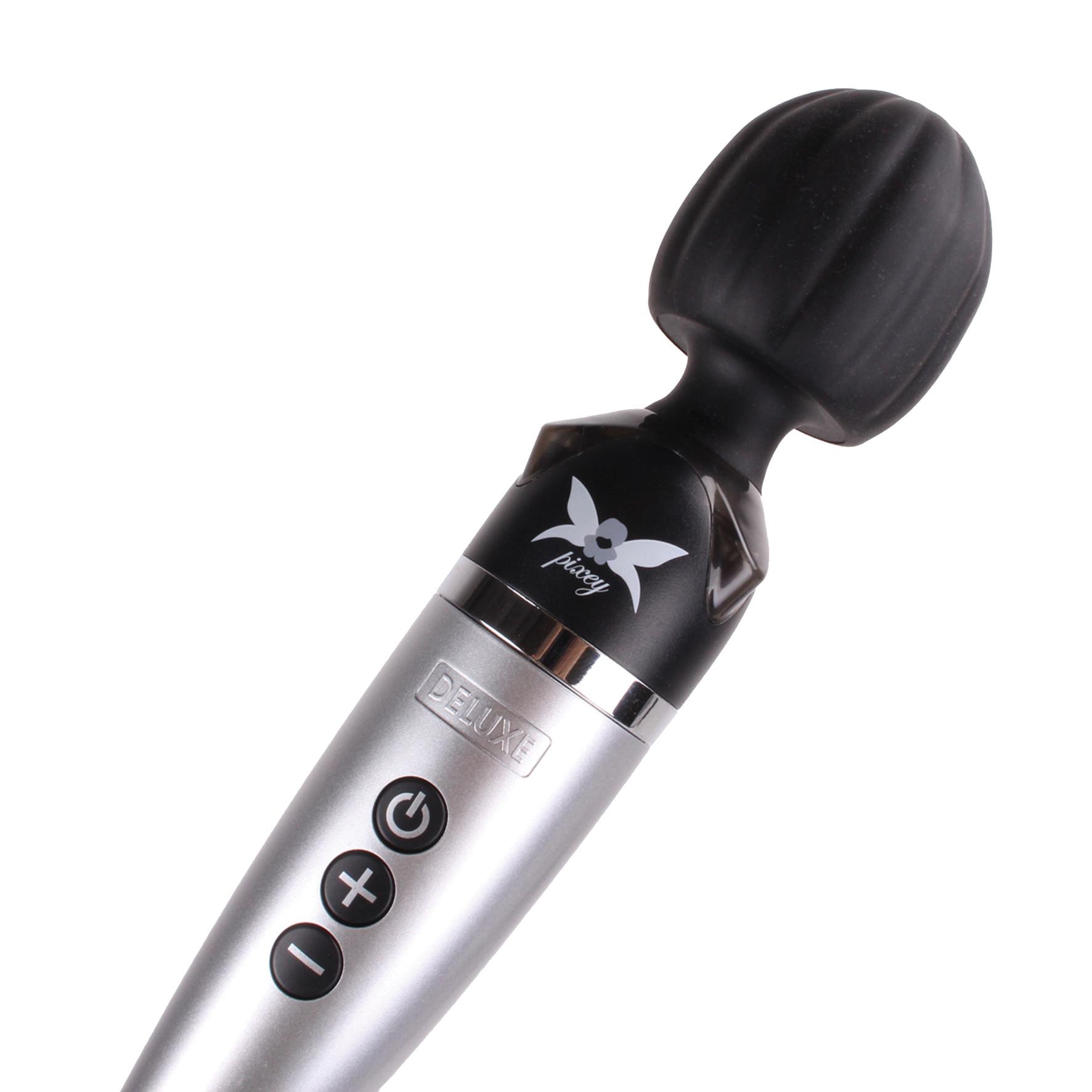 Pixey Deluxe Powerful Wand Massager, Silver/Black, 33 cm