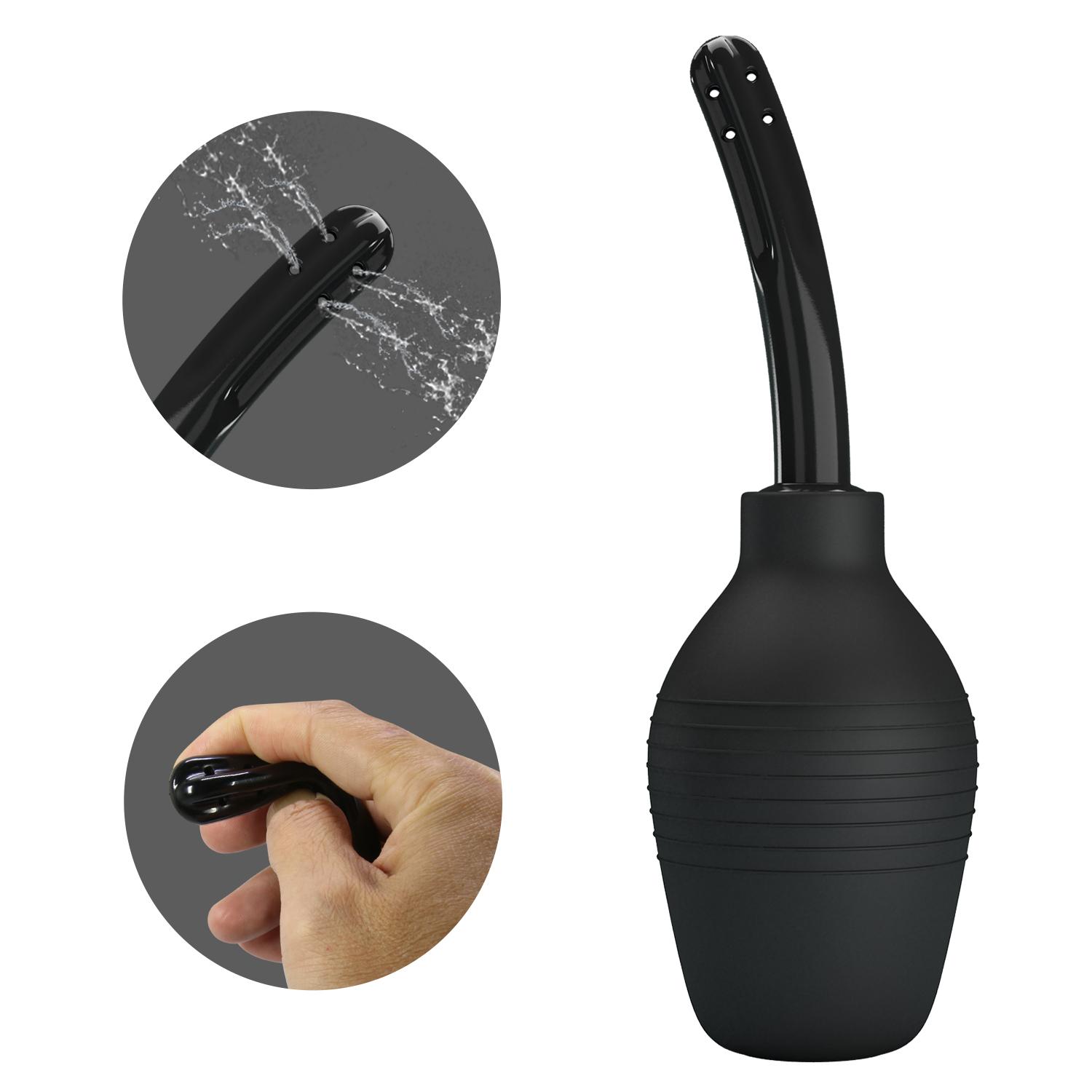 MR PLAY - Anal Douche, Anal Douche Enema Cleaner'the nozzle length: 145mm'capacity: 310ml, Color: Black 72-120-138