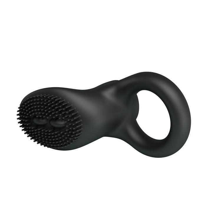 PRETTY LOVE - Cobra, Cock ring,  on-contact vibrator, silicone,  2 LR1130 batteries. Ø:26mm  L:76mm, Black