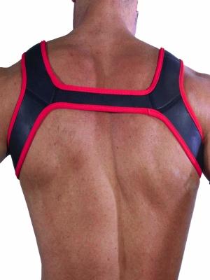 RudeRider Neoprene Harness Black/Red, M size