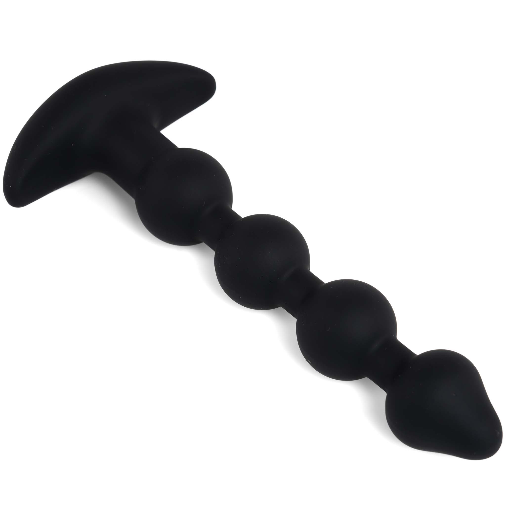 Black Velvets Anal Kit, plug, beads and intimate douche, Black, 18 cm