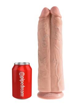 King Cock Two Cocks One Hole Dildo, 28cm, Flesh