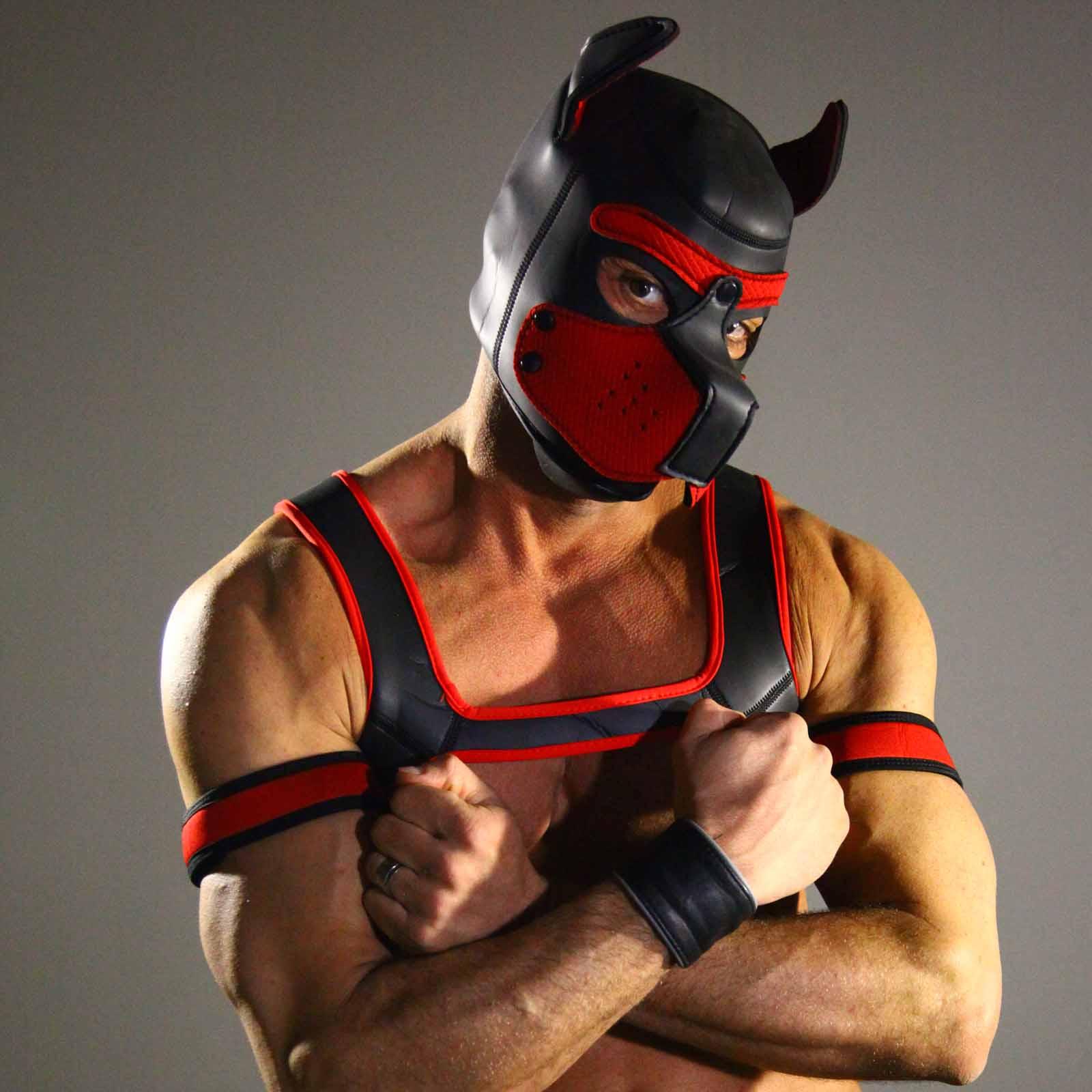 RudeRider Neoprene Harness Black/Red, M size