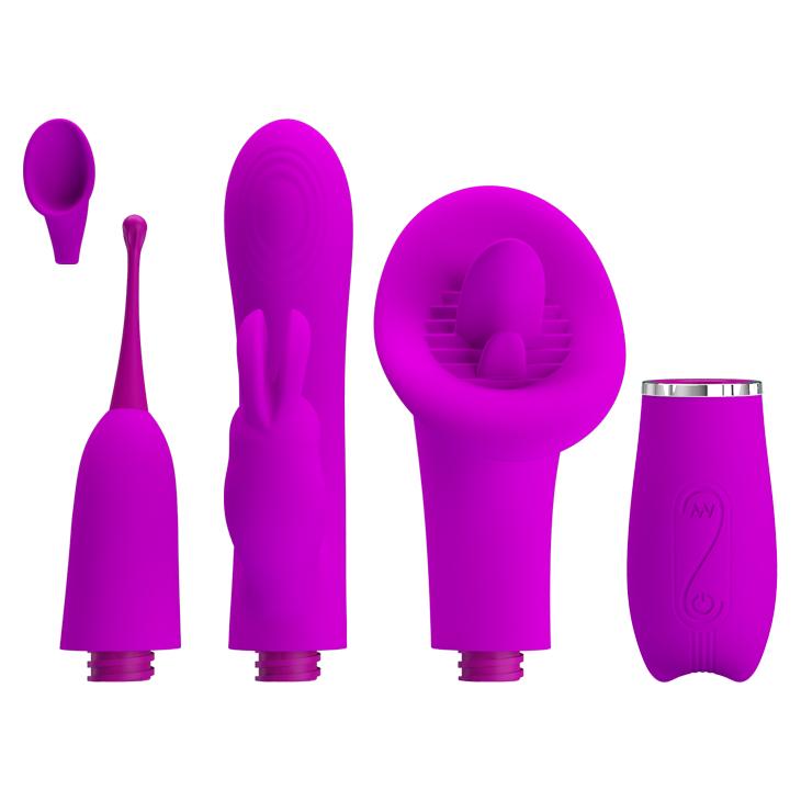 PRETTY LOVE - Thrill Kit, 1 Premium Base and 4 versatile attachments,12 intense functions of plusing and vibration,USB  rechargeable. 