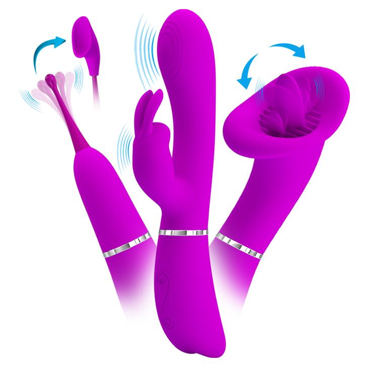 PRETTY LOVE - Thrill Kit, 1 Premium Base and 4 versatile attachments,12 intense functions of plusing and vibration,USB  rechargeable. 