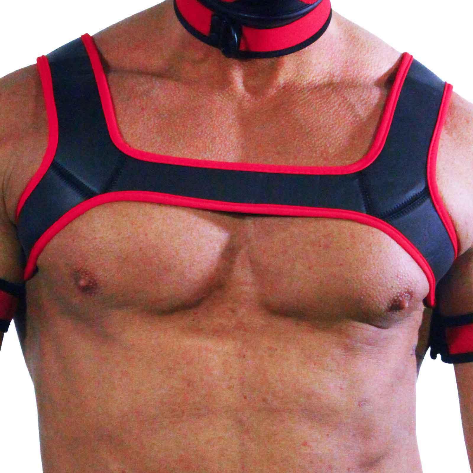 RudeRider Neoprene Harness Black/Red, M size