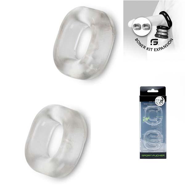 Sport Fucker Boner Expansion 2-Pack Cockring, Clear