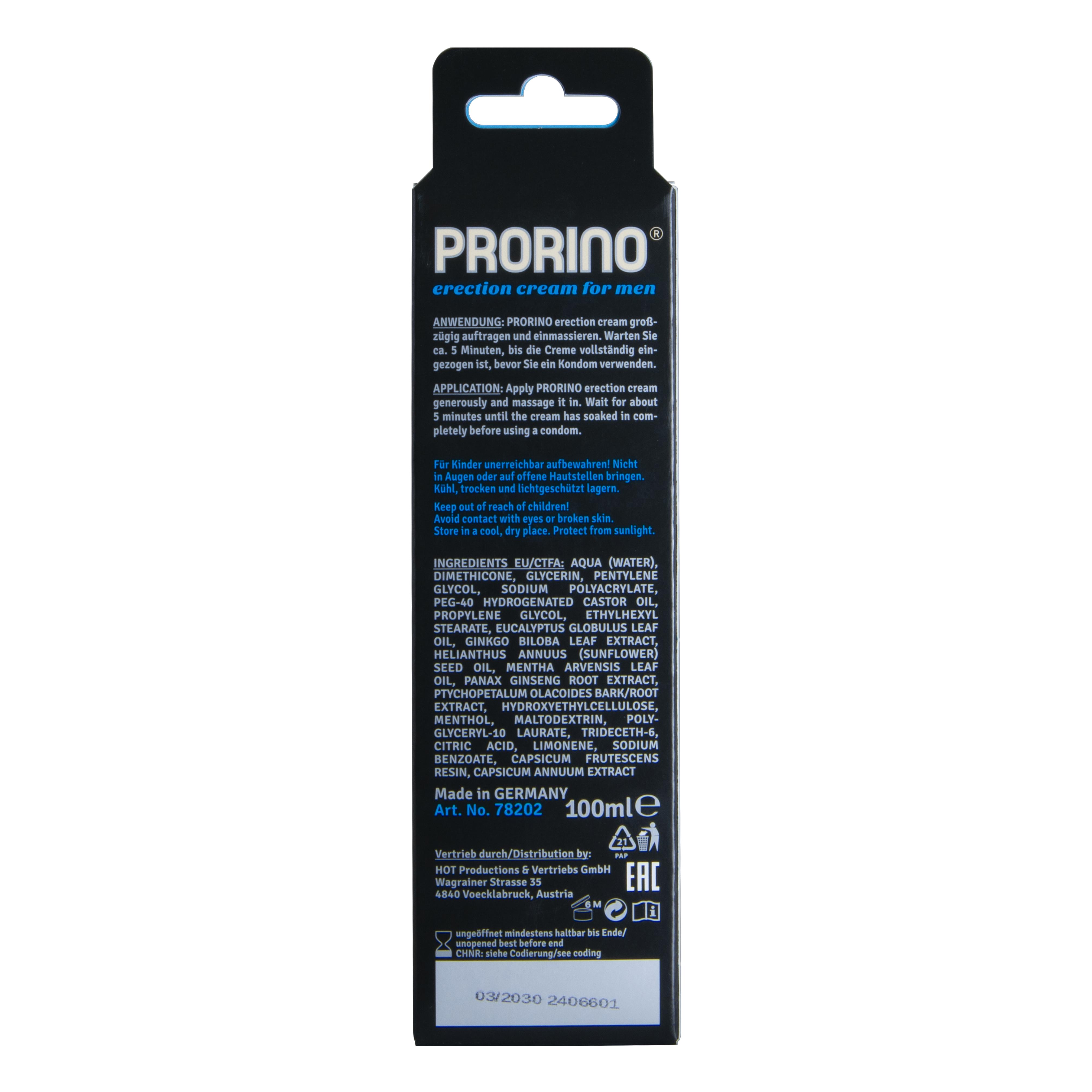 PRORINO ERECTION CREAM for men, 100ml/3.4fl.oz