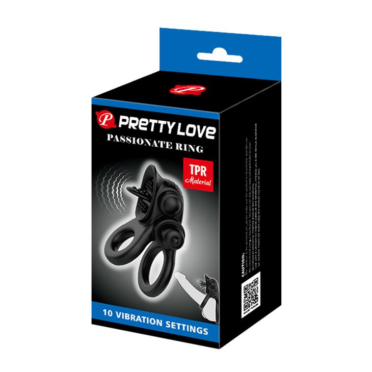 PRETTY LOVE - Passionate Ring, 10 functions of vibration,
TPR material,
1 AAA battery, 22-42-88mm