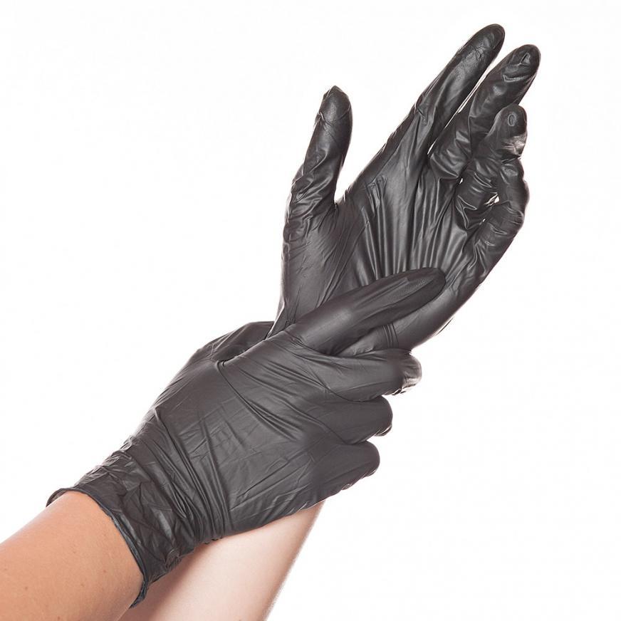 Hygostar SAFE LIGHT, Nitrile Disposable Gloves, Powder-free, Black, S, 20 pieces